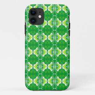 Art Deco-behangpatroon - groen en wit iPhone 11 Hoesje