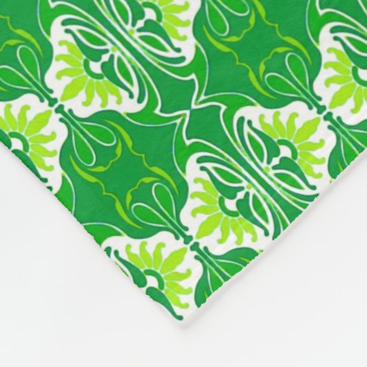 Art Deco-behangpatroon - groen en wit Fleece Deken (Hoek)