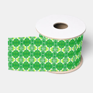 Art Deco-behangpatroon - groen en wit Grosgrain Lint