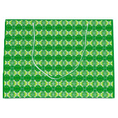 Art Deco-behangpatroon - groen en wit Large Cadeautasje (Voorkant)