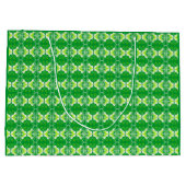 Art Deco-behangpatroon - groen en wit Large Cadeautasje (Achterkant)