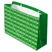 Art Deco-behangpatroon - groen en wit Large Cadeautasje (Achterkant Gekanteld)
