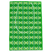 Art Deco behangpatroon - groen en wit Medium Cadeauzakje (Voorkant)