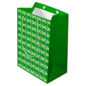 Art Deco behangpatroon - groen en wit Medium Cadeauzakje (Achterkant Gekanteld)