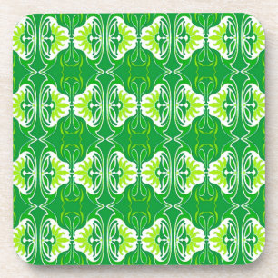 Art Deco-behangpatroon - groen en wit Onderzetter