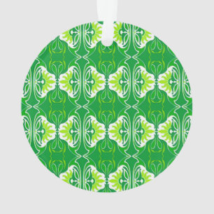 Art Deco-behangpatroon - groen en wit Ornament