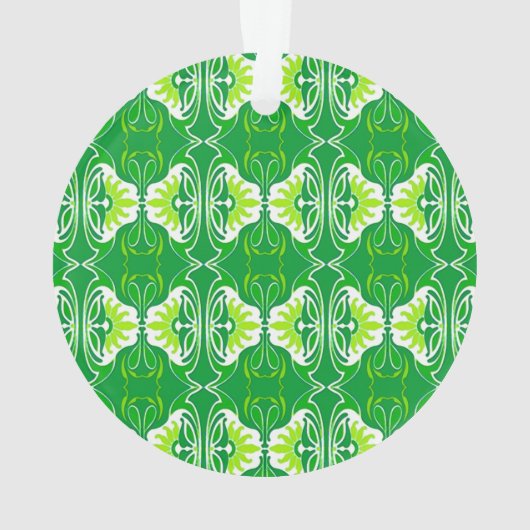 Art Deco-behangpatroon - groen en wit Ornament (achterkant)