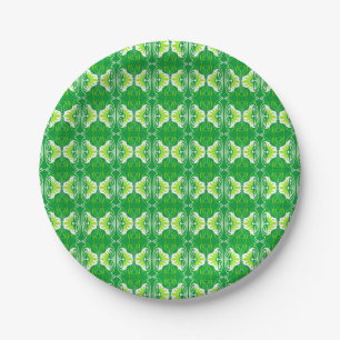 Art Deco behangpatroon - groen en wit Papieren Bordje