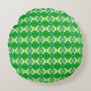Art Deco behangpatroon - groen en wit Rond Kussen