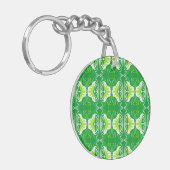 Art Deco-behangpatroon - groen en wit Sleutelhanger (Voorkant Links)