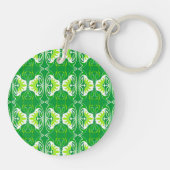 Art Deco-behangpatroon - groen en wit Sleutelhanger (Achterkant)