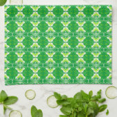Art Deco-behangpatroon - groen en wit Theedoek (Gevouwen)