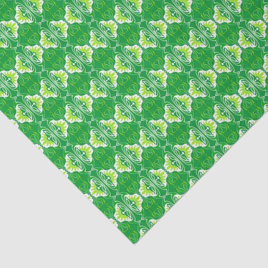 Art Deco-behangpatroon - groen en wit Tissuepapier (Detail)