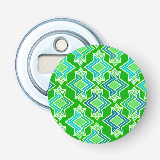 Art Deco Behangpatroon, Jade Groen Button Flesopener (Voorkant)