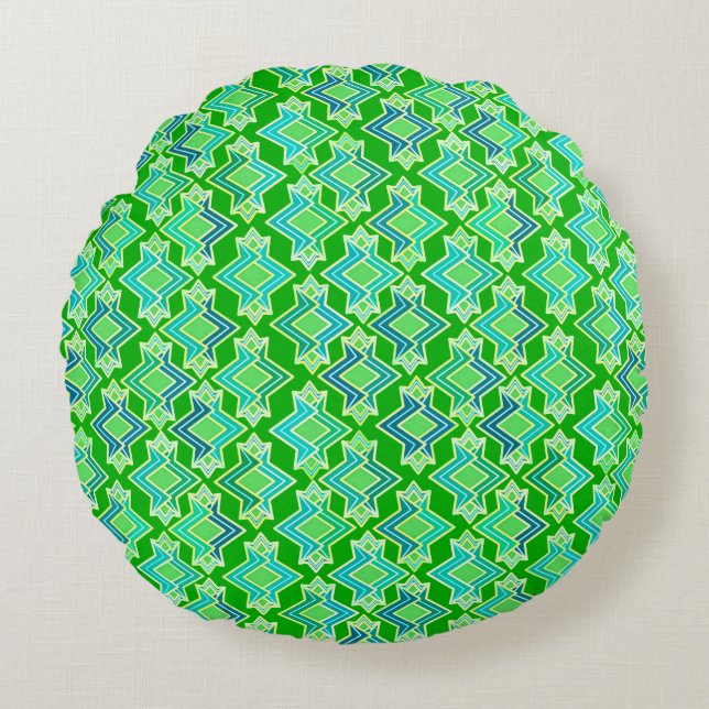Art Deco behangpatroon, jade groen Rond Kussen (Voorkant)