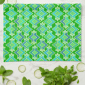 Art Deco behangpatroon, jade groen Theedoek (Gevouwen)