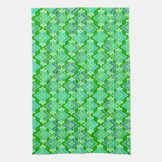 Art Deco behangpatroon, jade groen Theedoek (Verticaal)