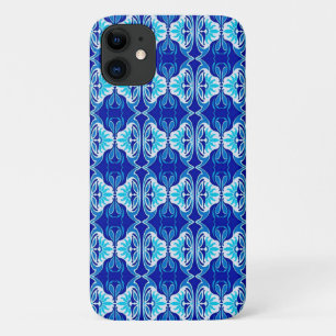 Art Deco behangpatroon - kobaltblauw en wit Case-Mate iPhone Case
