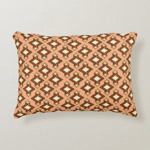 Art Deco behangpatroon, koraal en bruin Accent Kussen