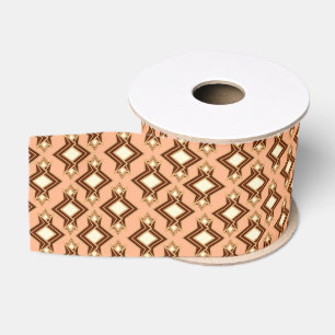 Art Deco behangpatroon, koraal en bruin Grosgrain Lint
