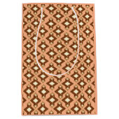 Art Deco behangpatroon, koraal en bruin Medium Cadeauzakje (Voorkant)