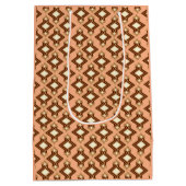 Art Deco behangpatroon, koraal en bruin Medium Cadeauzakje (Achterkant)