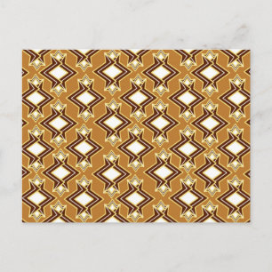 Art Deco behangpatroon, lichtbruin en bruin Briefkaart