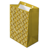 Art Deco behangpatroon, mosterdgoud Medium Cadeauzakje (Achterkant Gekanteld)
