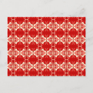 Art Deco-behangpatroon - rood en wit Briefkaart