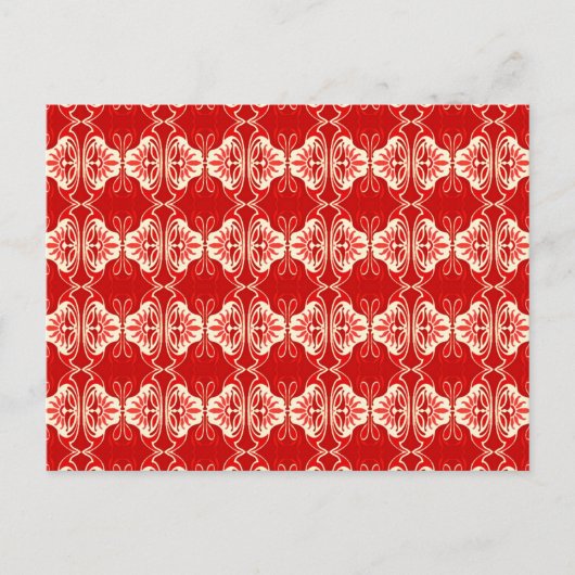 Art Deco-behangpatroon - rood en wit Briefkaart (Voorkant)