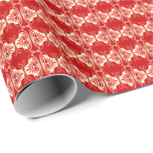 Art Deco-behangpatroon - rood en wit Cadeaupapier