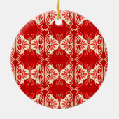 Art Deco-behangpatroon - rood en wit Keramisch Ornament (Achterkant)