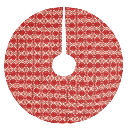 Art Deco-behangpatroon - rood en wit Kerstboom Rok (Voorkant)