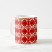 Art Deco-behangpatroon - rood en wit Koffiemok (Voorkant links)