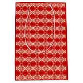 Art Deco-behangpatroon - rood en wit Medium Cadeauzakje (Voorkant)