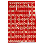 Art Deco-behangpatroon - rood en wit Medium Cadeauzakje (Achterkant)