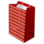 Art Deco-behangpatroon - rood en wit Medium Cadeauzakje (Achterkant Gekanteld)