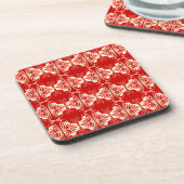 Art Deco-behangpatroon - rood en wit Onderzetter (Linkerzijde)