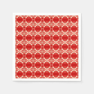 Art Deco-behangpatroon - rood en wit Servetten
