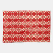 Art Deco-behangpatroon - rood en wit Theedoek (Horizontaal)