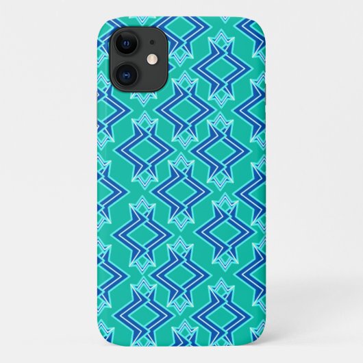 Art Deco behangpatroon, turquoise en kobalt Case-Mate iPhone Case (Achterkant)