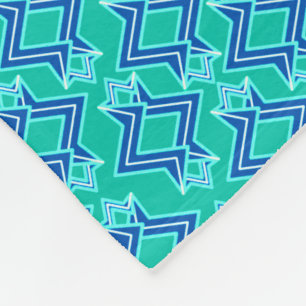 Art Deco behangpatroon, turquoise en kobalt Fleece Deken
