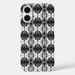 Art Deco-behangpatroon - zwart-wit iPhone 16 Hoesje