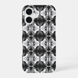 Art Deco-behangpatroon - zwart-wit iPhone 16 Hoesje