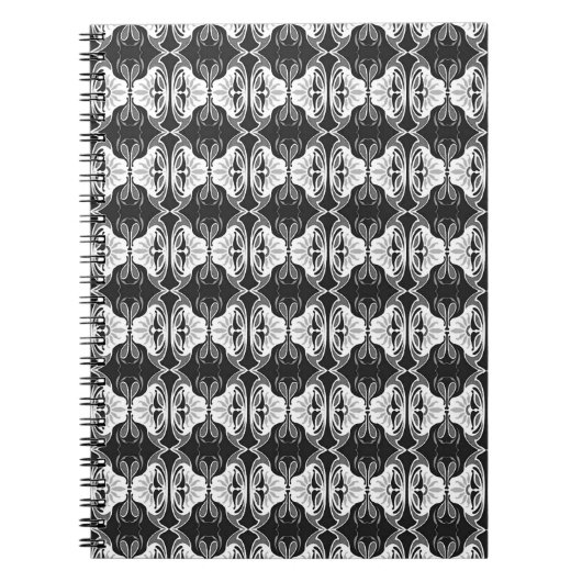 Art Deco-behangpatroon - zwart-wit Notitieboek (Voorkant)