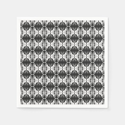 Art Deco-behangpatroon - zwart-wit Servet (Voorkant)