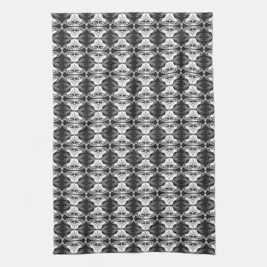 Art Deco-behangpatroon - zwart-wit Theedoek (Verticaal)