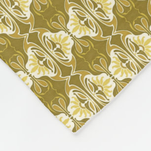 Art Deco-behangselpatroon - goud en wit Fleece Deken