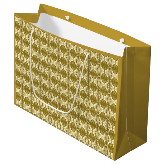 Art Deco-behangselpatroon - goud en wit Groot Cadeauzakje (Voorkant Gekanteld)