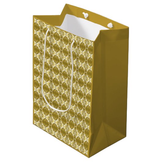 Art Deco-behangselpatroon - goud en wit Medium Cadeauzakje (Voorkant Gekanteld)